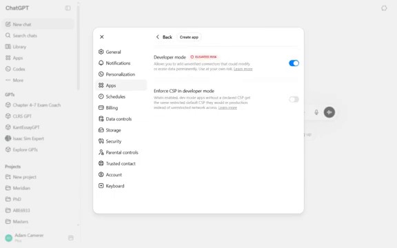 ChatGPT connected Meridian app