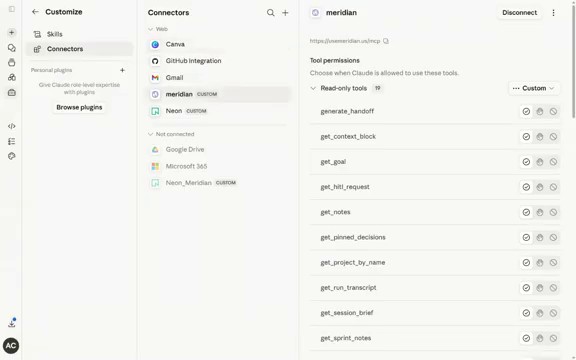 Claude connector tool permissions
